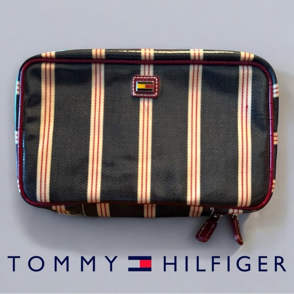 Tommy Hilfiger Blue Toiletry Bag with Striped Design and Zipper Closure - Picture 1 of 4